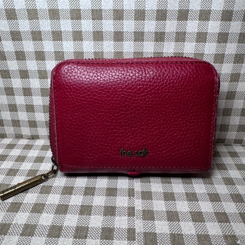 The Sak Pebbled Leather Zip-Around Wallet in Raspberry Pink